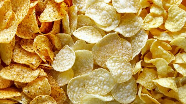 Assortment of crispy potato chips served on a platter for a snack gathering or party event