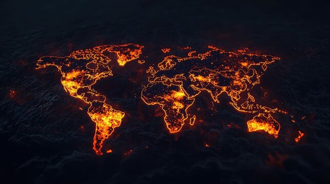 A glowing lava lamp-style world map with floating blobs.