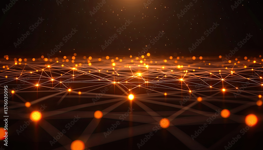 Poster abstract network connection, glowing nodes and lines, digital technology concept. perfect for tech, 