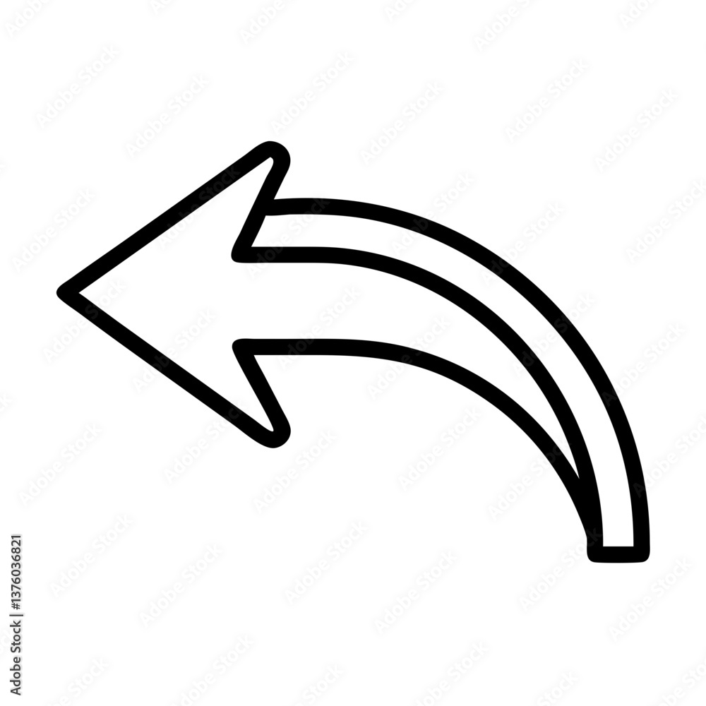 Poster curved arrow pointing left in minimalist style