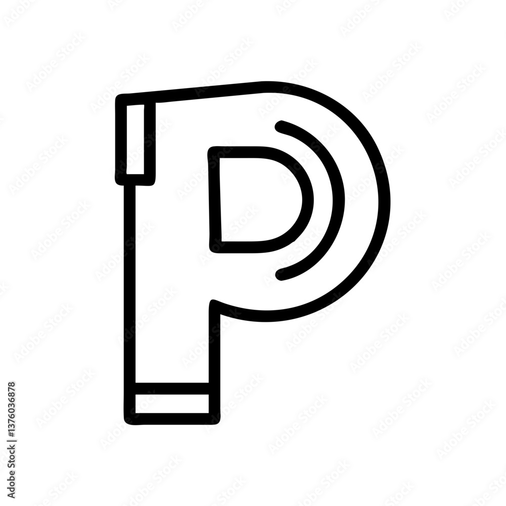 Poster parking sign icon with straight lines in minimal style