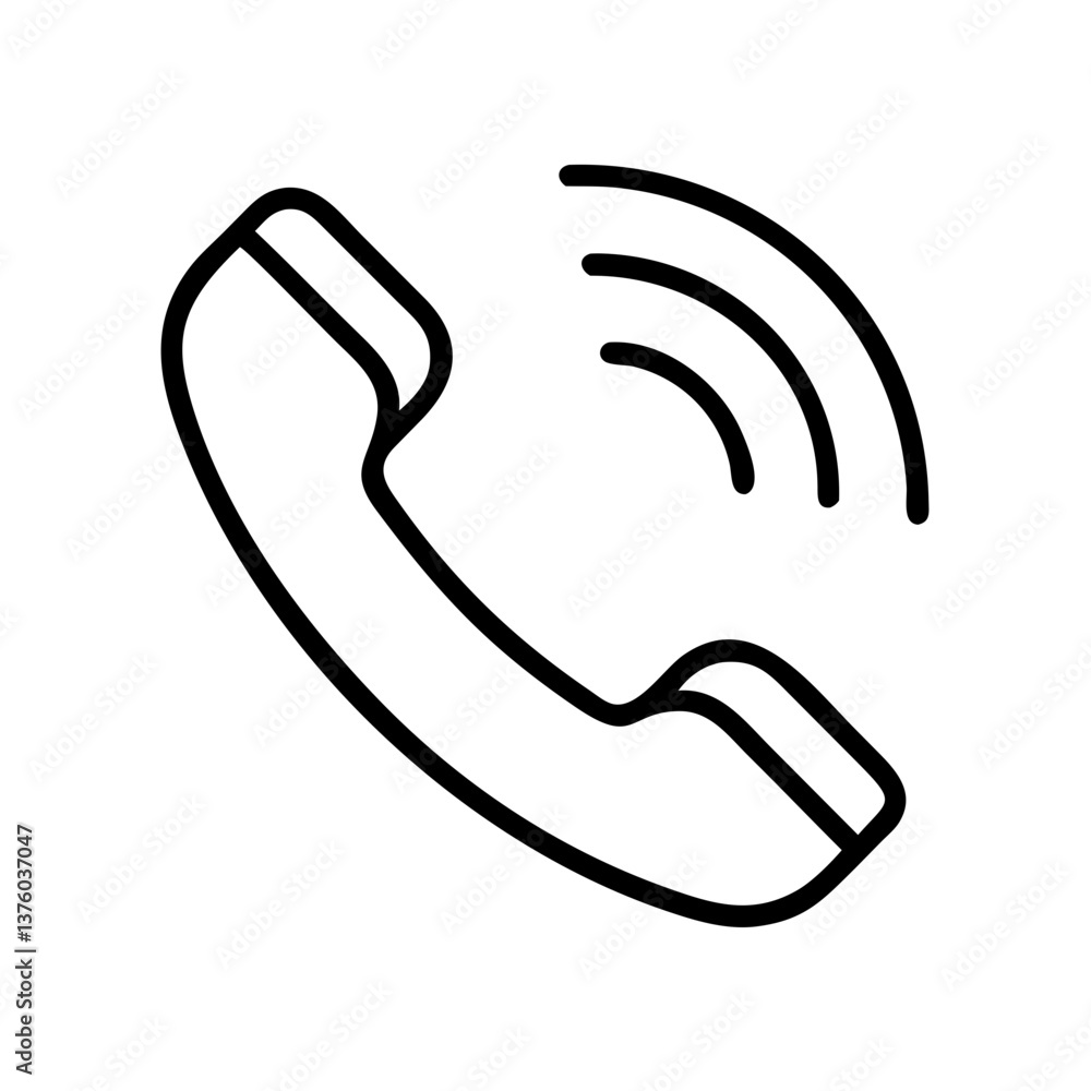 Poster ringing phone icon with clean lines and simple shapes