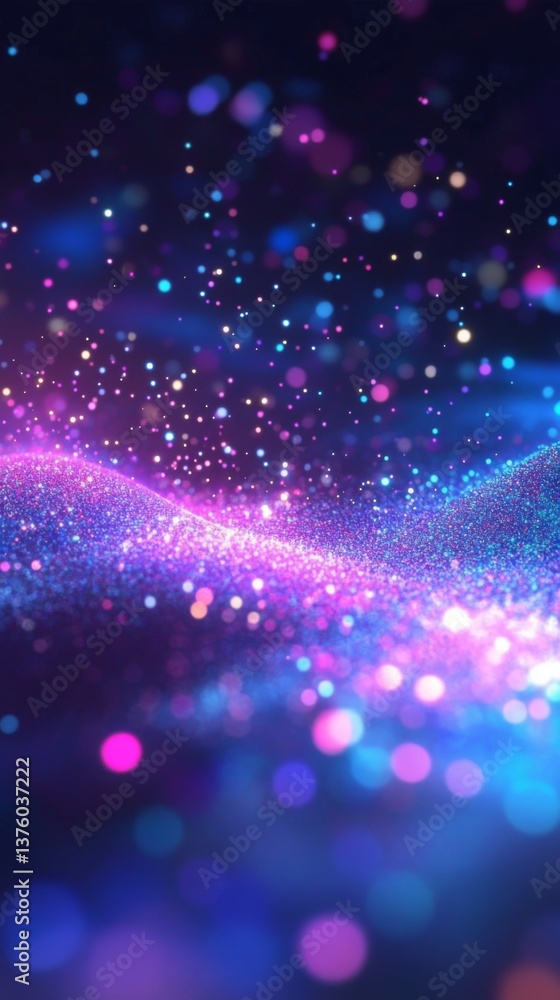 Poster vibrant 3d animated particle background with abstract gradient movement loopable design
