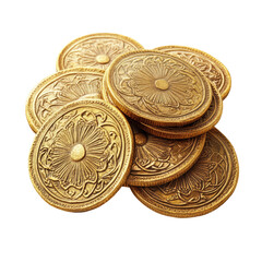 Intricate Ancient Coins on transparent background