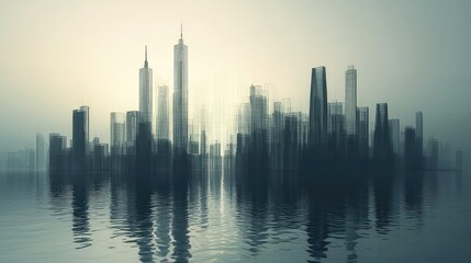 A city skyline designed using golden ratio proportions.