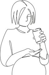 One continuous single drawing line art flat doodle medicine, mother, pill, pregnant, woman, pregnancy, health care, disease. Isolated image hand draw contour on a white background, hand drawn, not AI