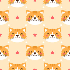Fototapeta premium Cute kitten hand drawn seamless pattern designs for print on fabric and other uses