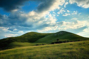 Vibrant Hills Silhouette Against Evening Sky Showcasing Stunning Colors and Textures Generative AI