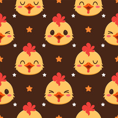 Cute chicken hand drawn seamless pattern designs for print on fabric and other uses