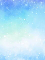 Fototapeta premium 浅蓝至薄荷绿渐变水彩设计，自然笔触与白色斑点营造宁静贺卡与手账页面