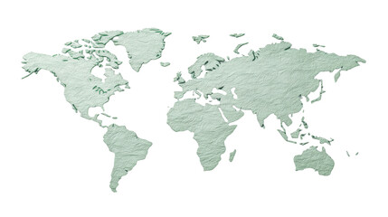 Obraz premium Detailed Textured World Map Illustration on Dark Background, cut out transparent