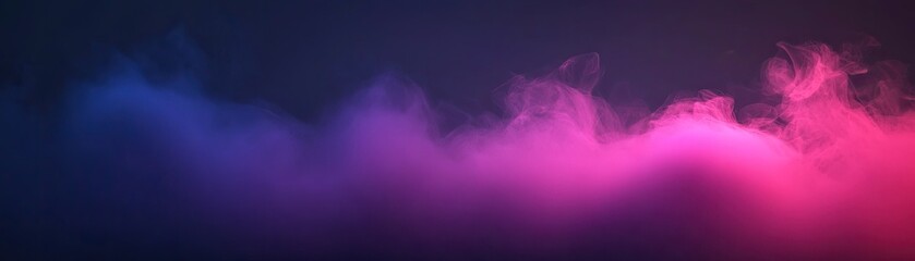 Pink blue smoke cloud, dark background, abstract design, website banner