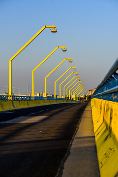 bridge Nordsteg, River Danube, Vienna, Austria