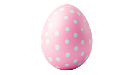 Decorative pink egg with blue dots on black background, cut out transparent
