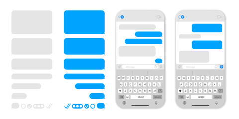 Chatting SMS message bubbles, speech bubbles for creating dialogues. Compose dialogues using your text to the template bubble.