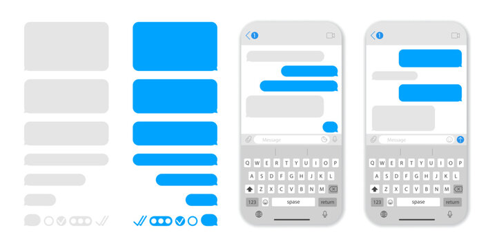 Chatting SMS message bubbles, speech bubbles for creating dialogues. Compose dialogues using your text to the template bubble.