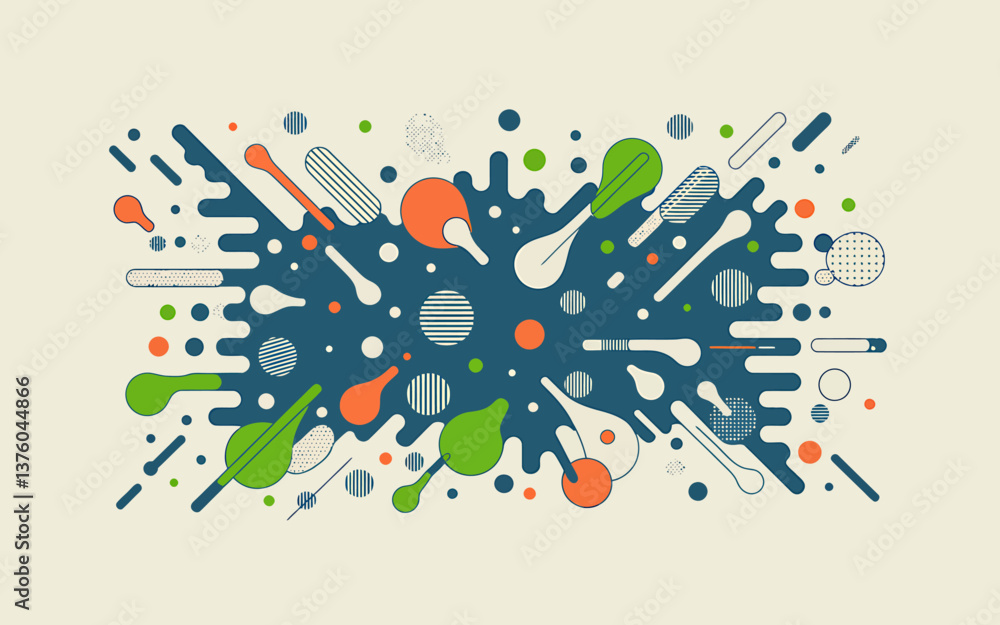 Poster abstract geometric shapes with retro colors - dynamic vector design for modern backgrounds
