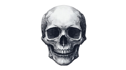 Anatomical Skull Illustration on Black Background, cut out transparent