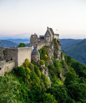 river Danube, ruin Aggstein, Wachau, Lower Austria, Austria