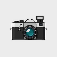 Vintage Film Camera Illustration: Retro Photography, Classic Design, Black and White Aesthetics