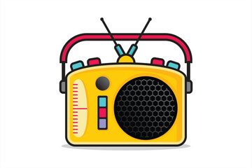 Vector vintage radio on white background