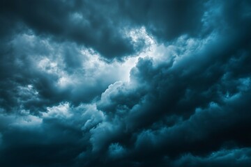 Obraz premium Dark Clouds Gather in the Sky, Signaling an Impending Thunderstorm at Dusk Over the Horizon Generative AI