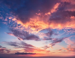 Fototapeta premium Exotic sunset and soft pink clouds of pastel tones. Scenic image of textured sky. Perfect su.