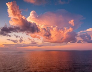 Exotic sunset and soft pink clouds of pastel tones. Scenic image of textured sky. Perfect su.