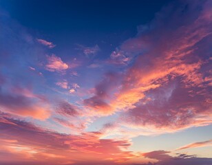 Fototapeta premium Exotic sunset and soft pink clouds of pastel tones. Scenic image of textured sky. Perfect su.