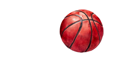 Basketball, sports equipment, game ball, red, textured surface, cut out transparent