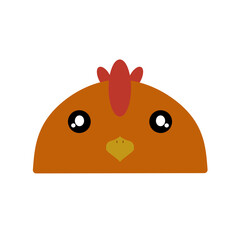 cute chiken vector design, drawing cartoon chiken face, drawing cow face easy and simple full color for kids. Chiken face clip art