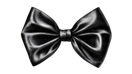 Elegant black bow tie isolated on black background, cut out transparent