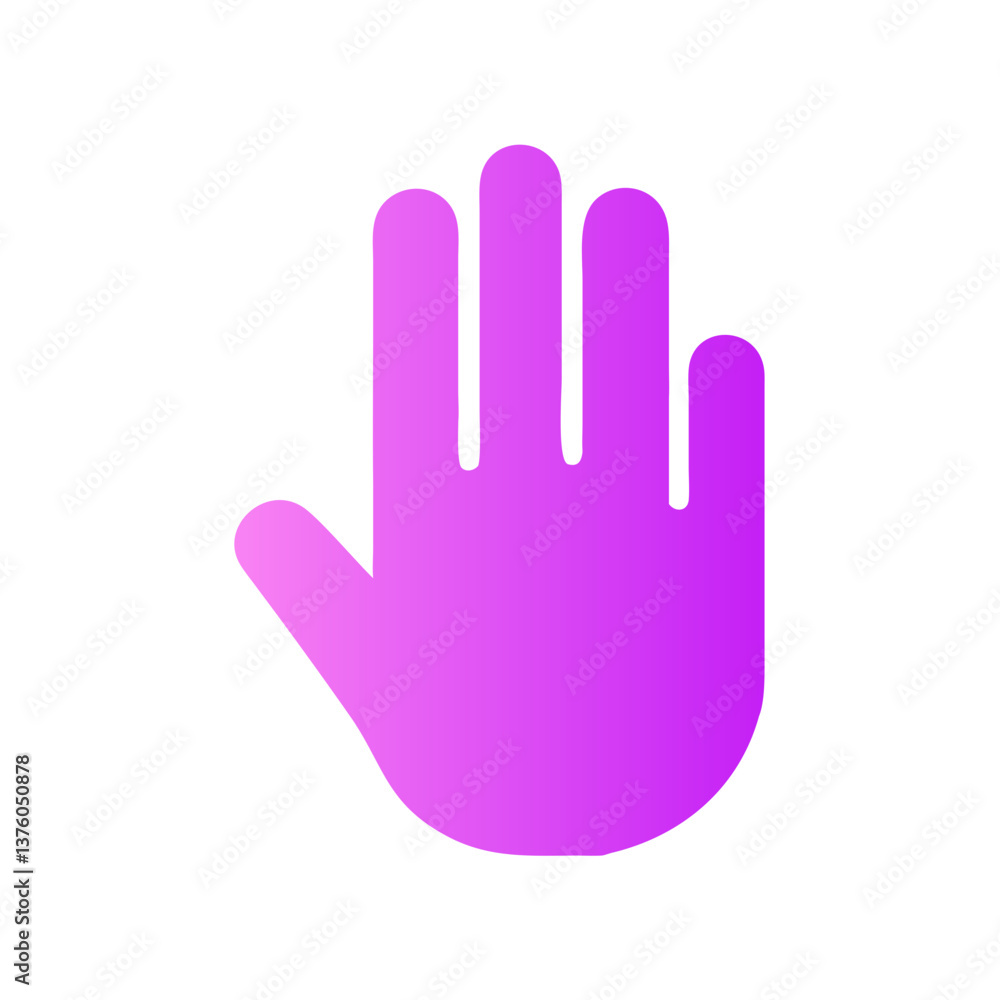 Poster stylized hand gesture icon with gradient colors for interaction and communication