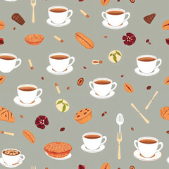 Seamless pattern design for coffee cafe