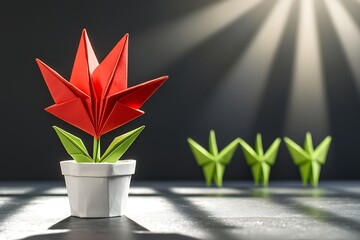 Origami flower with hope, and shadows.