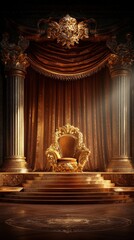 Fototapeta premium Luxurious Golden Throne with Rich Drapery in Elegant Setting
