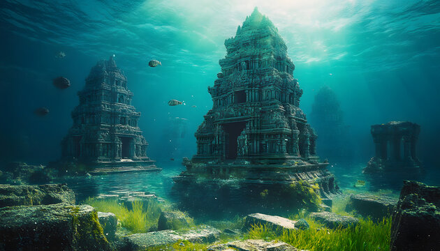 AI generated image of Dwaraka, the ancient Indian city submerged under the sea mentioned in the Indian epic Mahabharata