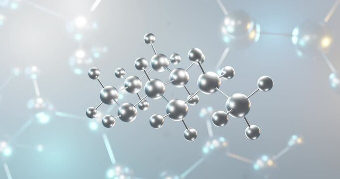 Coniine rotating 3d molecule, molecular structure of alkaloid, seamless video