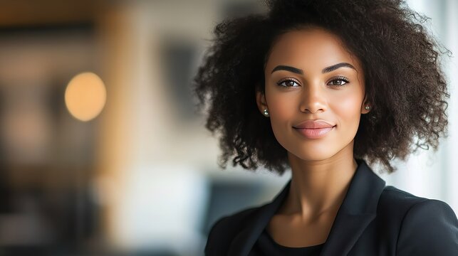 Confident young businesswoman in a modern office, embodying professionalism and focus - Powered by Adobe