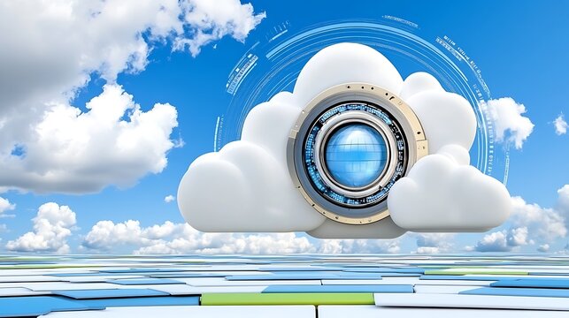 Artistic Visualization of AI Shielding Sensitive Data in a Cloud Environment with Clean Sky