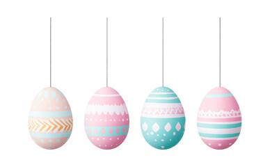 Easter eggs, painted decorations, hanging ornaments, cut out transparent