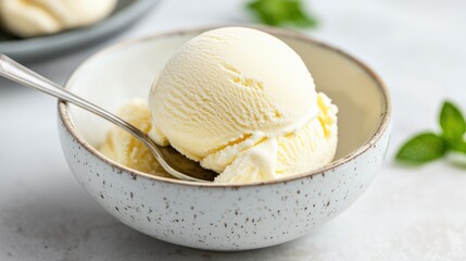 Creamy vanilla ice cream in a bowl