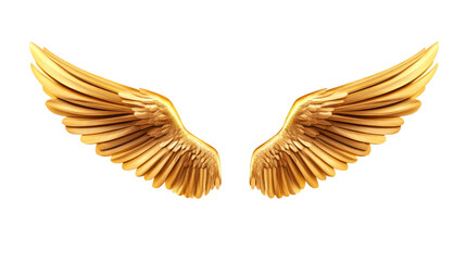 Obraz premium Golden wings with beautiful details and elegance, cut out transparent
