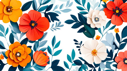Floral arrangement with vibrant paper flowers on black background, cut out transparent
