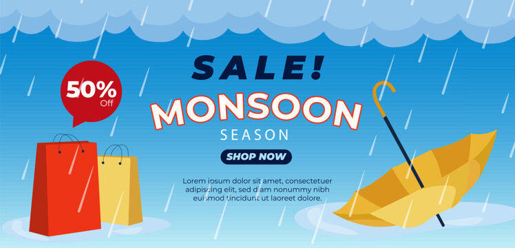 Monsoon sale poster. Monsoon sale banner, Discount, Offers, Monsoon season background