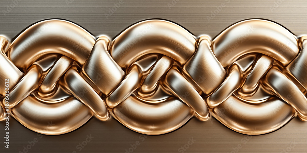 Poster golden chain links interlocked in seamless design displaying strength and elegance. smooth texture a
