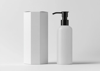 Dispenser Bottle with Pump and Packaging for Cosmetic Product Mockup