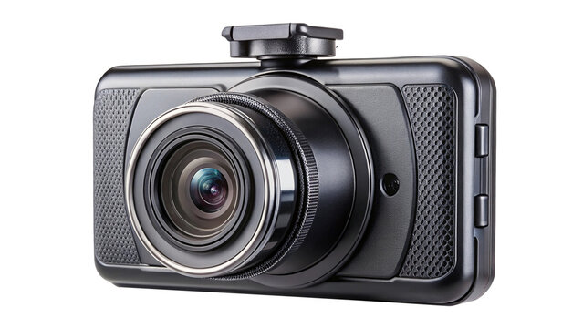 Highresolution black car dashcam with large lens and textured casing for superior video recording