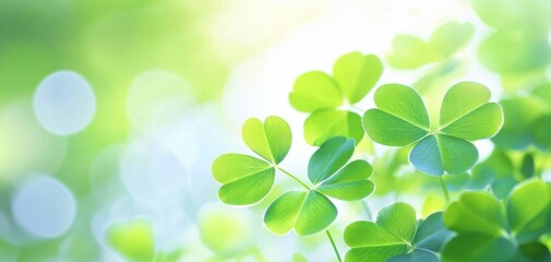 Four-Leaf Clover Close-Up in Green Field with Ample Copy Space