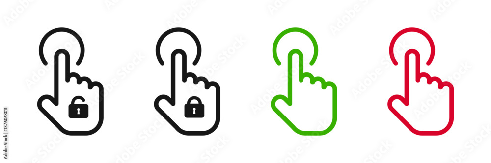 Wall mural hand cursor - vector icons. sensor touch buttons - vector icons. click - vector icons. touch sensor.